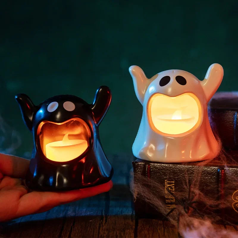 Fantasma con vela LED en la boca para Halloween