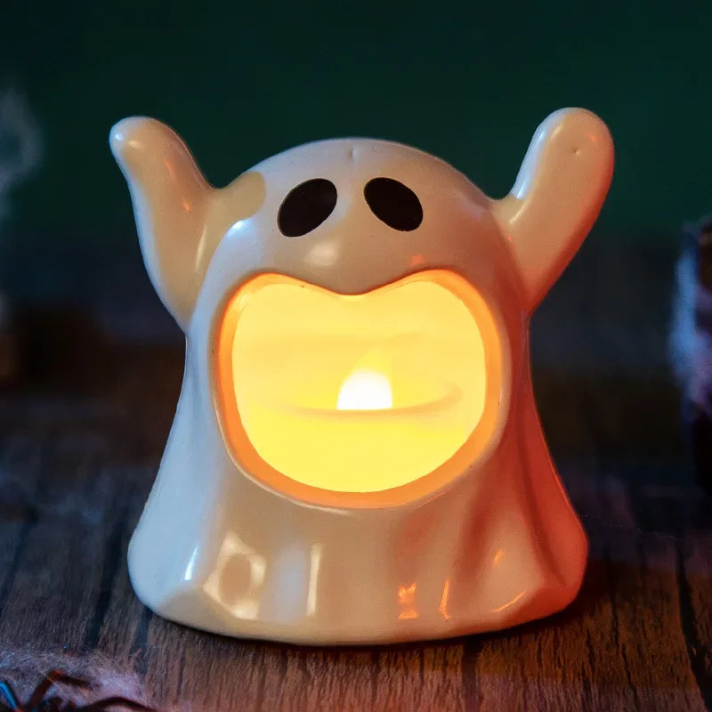 Fantasma con vela LED en la boca para Halloween