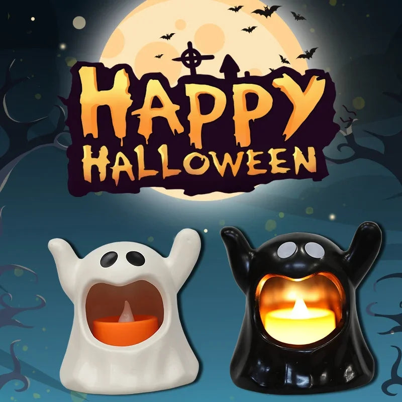 Fantasma con vela LED en la boca para Halloween