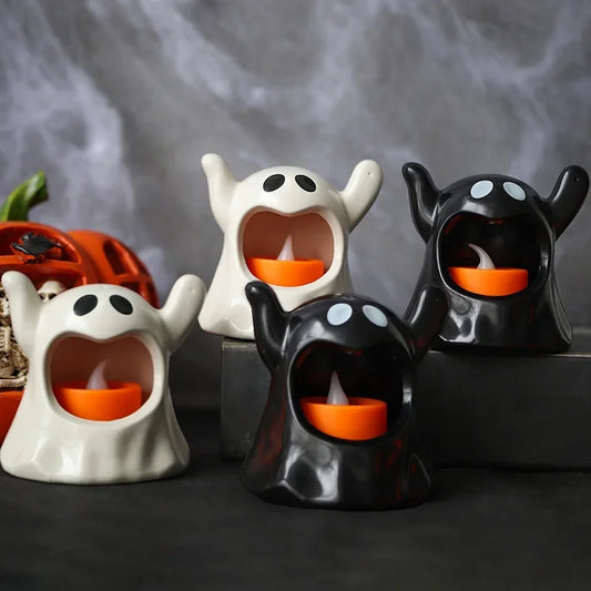 Fantasma con vela LED en la boca para Halloween