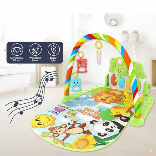 Tapiz para gimnasia de bebés con música y juguetes colgantes