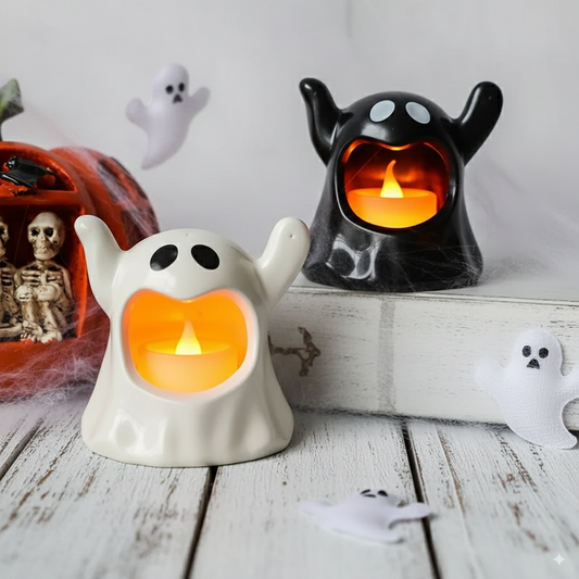 Fantasma con vela LED en la boca para Halloween